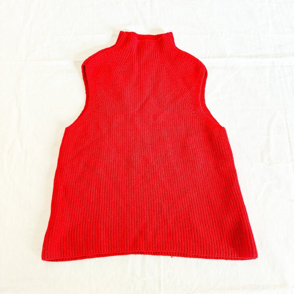 Wilfred Wool Red Mock Neck Sleeveless Sweater Top Italian Yarn Size Small - Picture 2 of 6